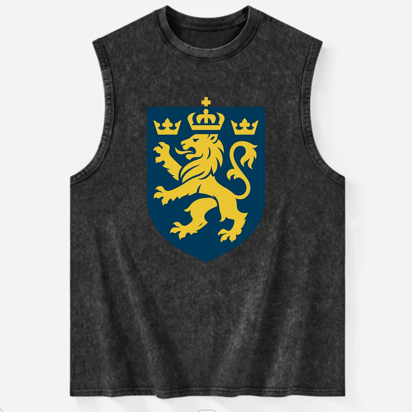 Sweden Three Crowns Emblem  - Vintage Washed Tank - Black