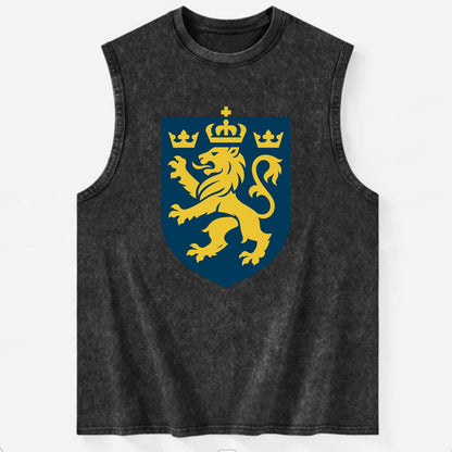 Sweden Three Crowns Emblem  - Vintage Washed Tank - Black