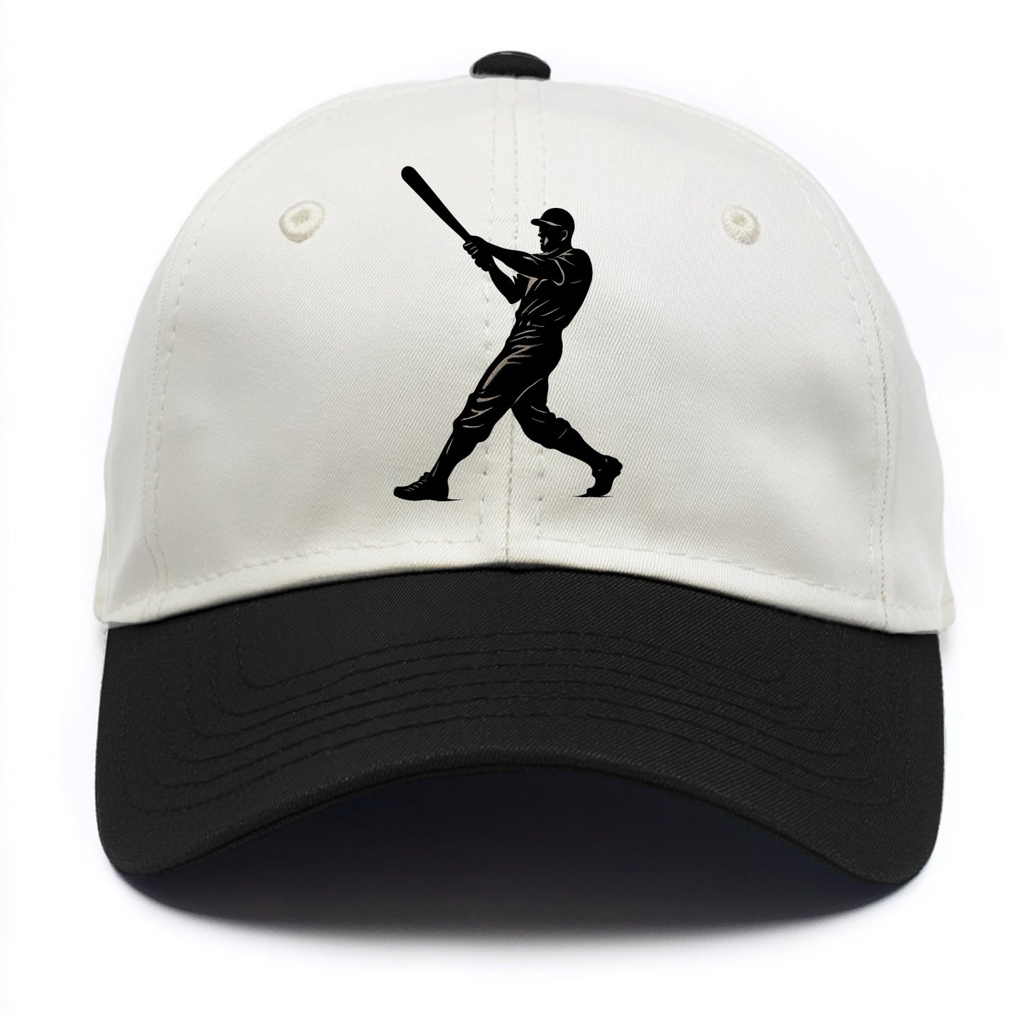 Baseball batter in full swing - Two Tone Cap - Black