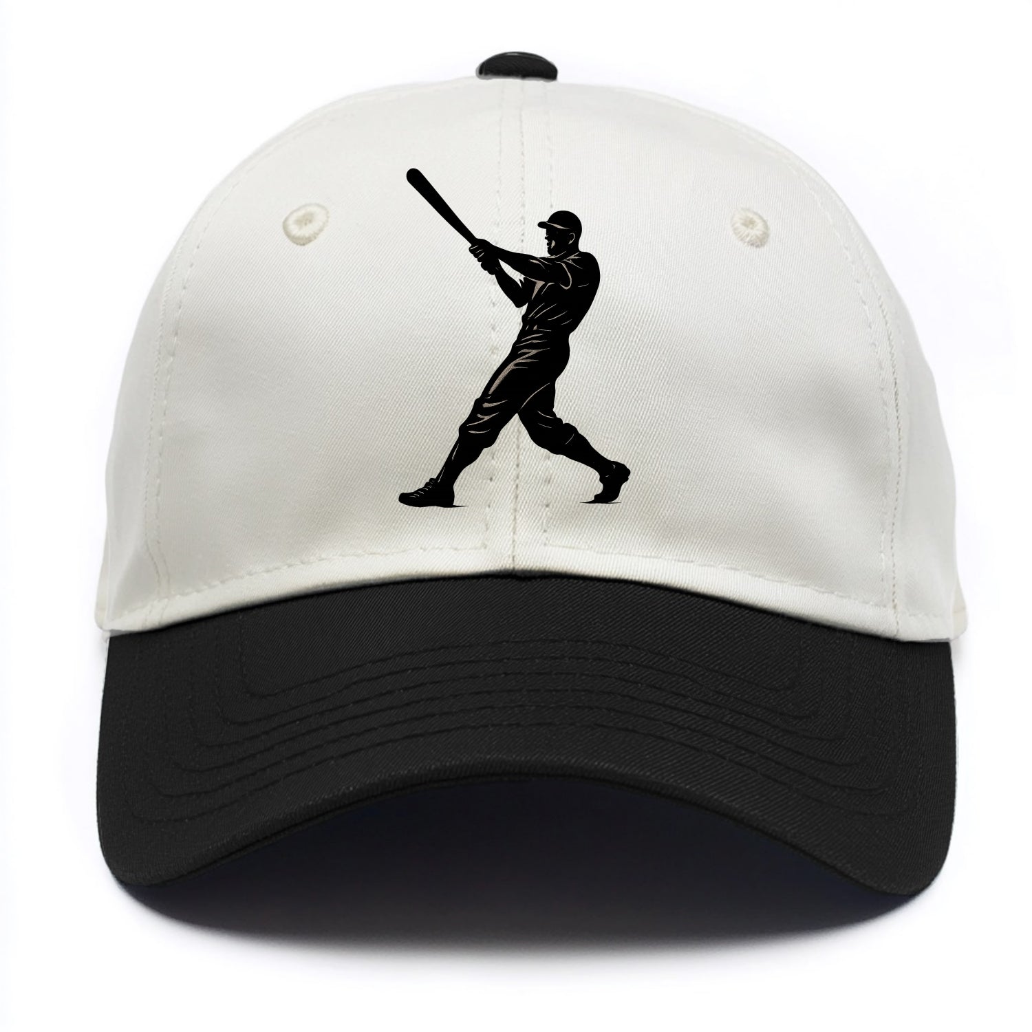 Baseball batter in full swing - Two Tone Cap - Black
