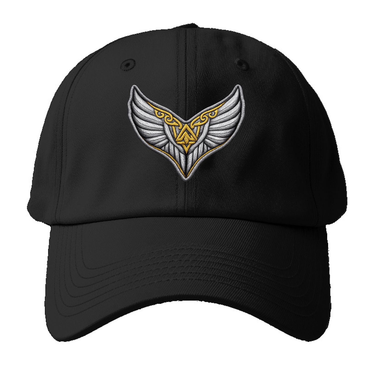 VALKYRIE WINGS - warrior maiden wings in silver and gold , Norse myth - Baseball Cap - Black