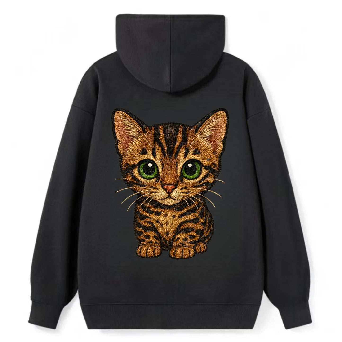 Baby Bengal Kitten - spotted/marbled wild coat, green eyes, athletic - Classic Pullover Hoodie - Black