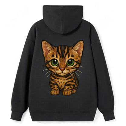 Baby Bengal Kitten - spotted/marbled wild coat, green eyes, athletic - Classic Pullover Hoodie - Black