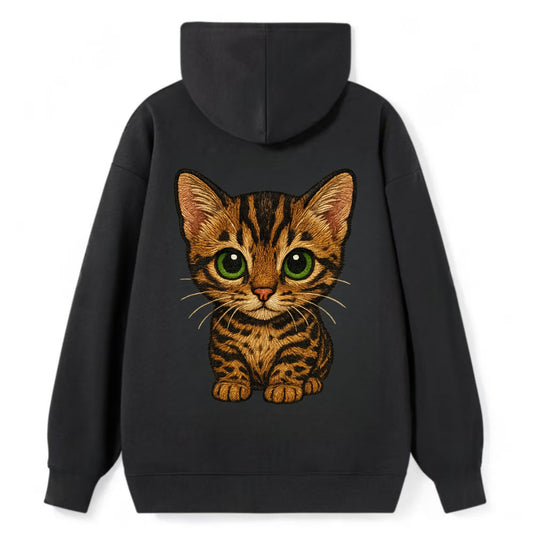 Baby Bengal Kitten - spotted/marbled wild coat, green eyes, athletic - Classic Pullover Hoodie - Black