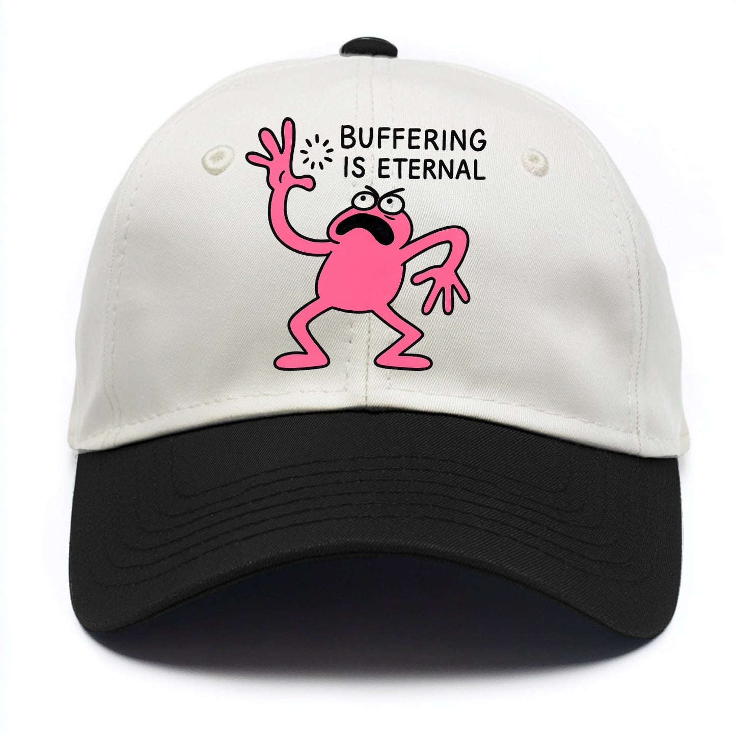 BUFFERING IS ETERNAL | Loading circle dizzy - Two Tone Cap - Black