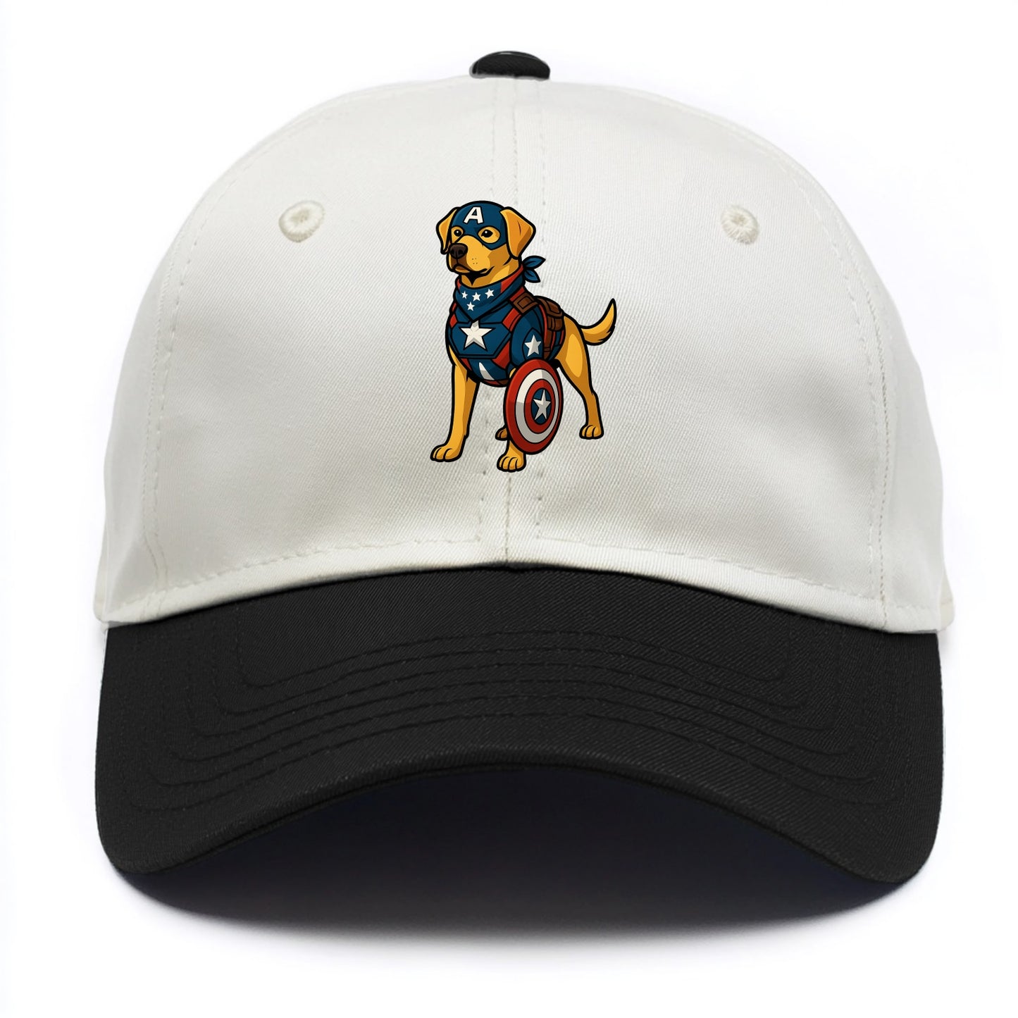 Labrador Captain America  - Two Tone Cap - Black