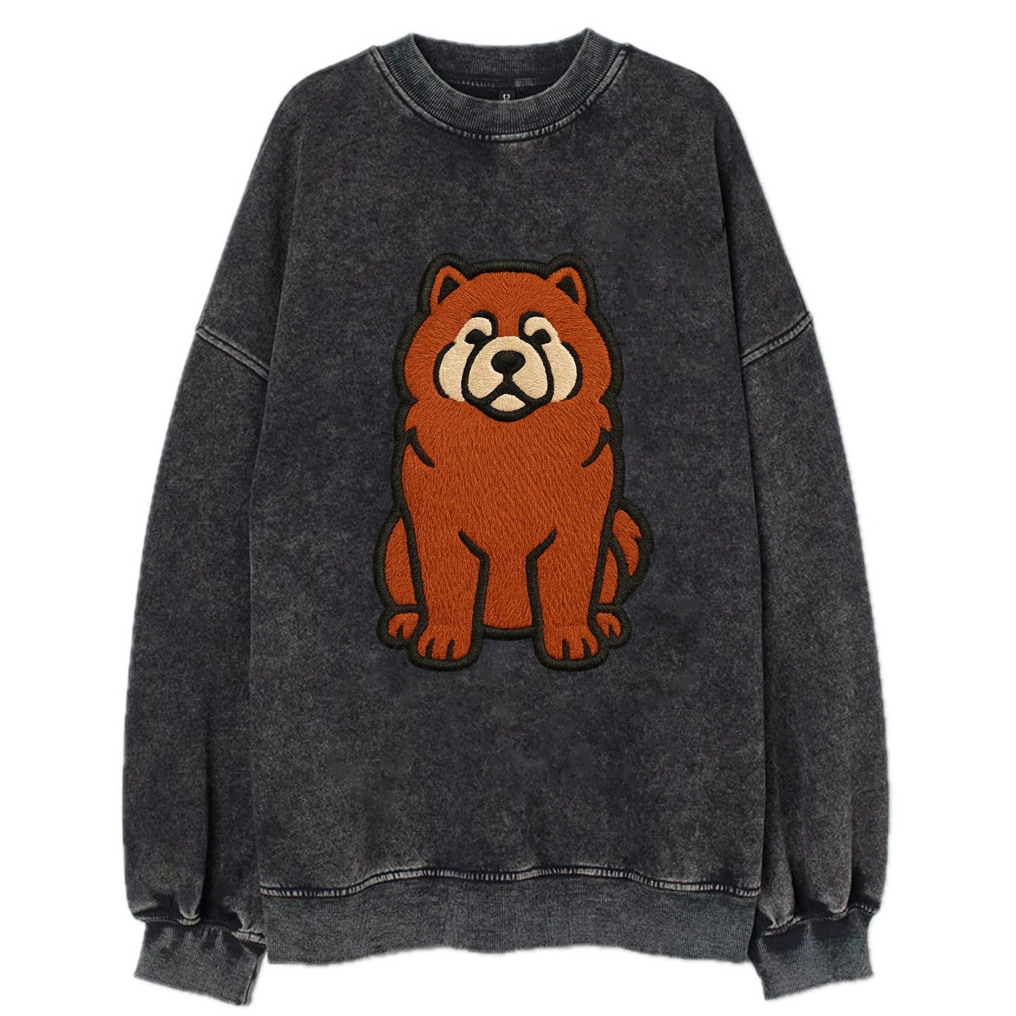 Chow Chow - Red fluffy sitting pose - Vi Vintage Sweatshirt - Black
