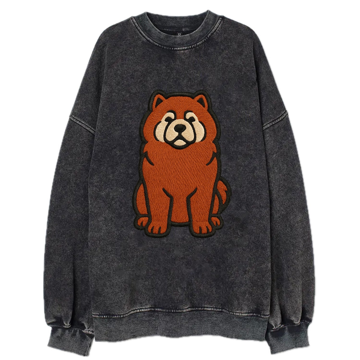 Chow Chow - Red fluffy sitting pose - Vi Vintage Sweatshirt - Black