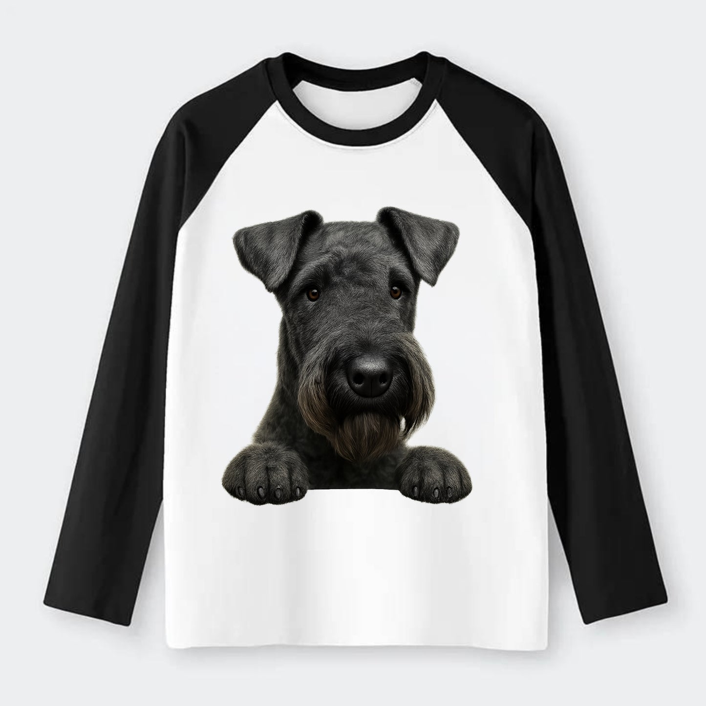 Kerry Blue Terrier  - Raglan Long Sleeve T-Shirt - Black