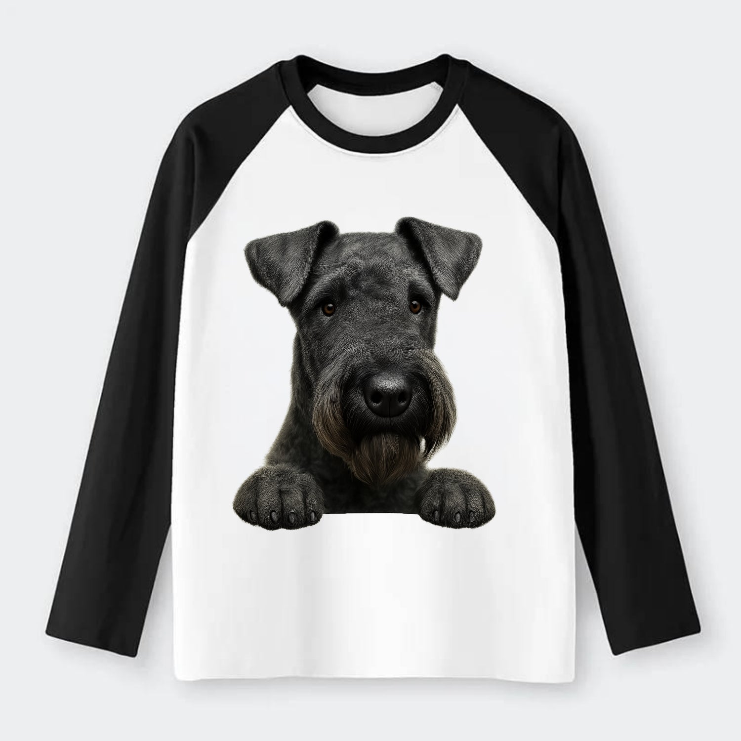 Kerry Blue Terrier  - Raglan Long Sleeve T-Shirt - Black
