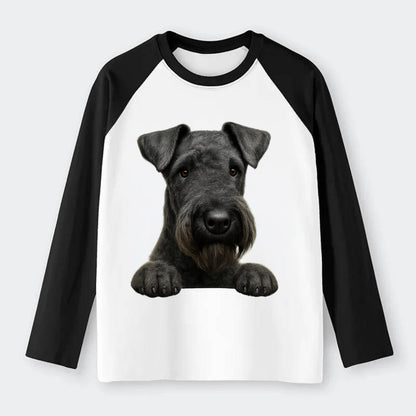 Kerry Blue Terrier  - Raglan Long Sleeve T-Shirt - Black