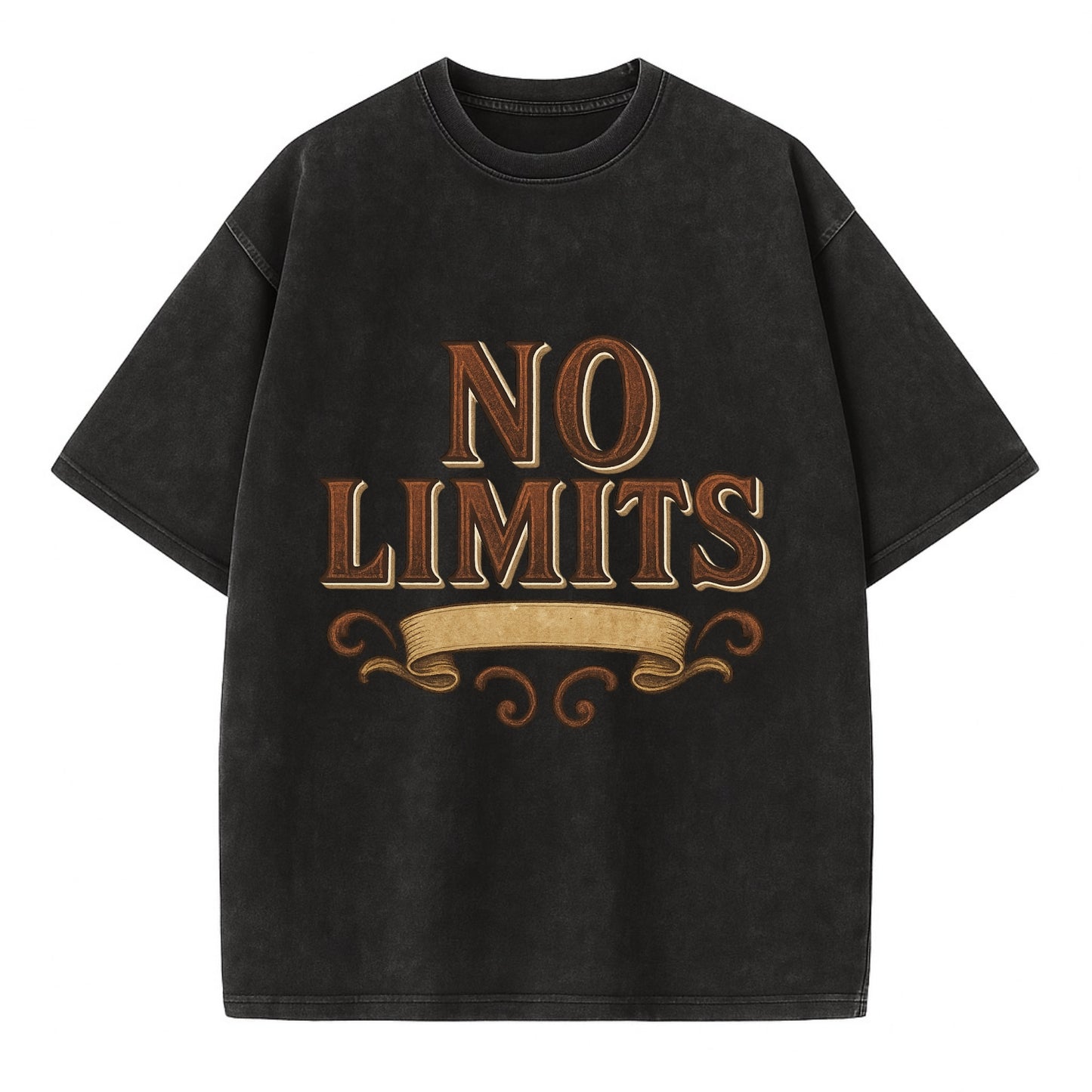 Bold typography design - "NO LIMITS" - boundless potential - Vintage T-shirt - Black