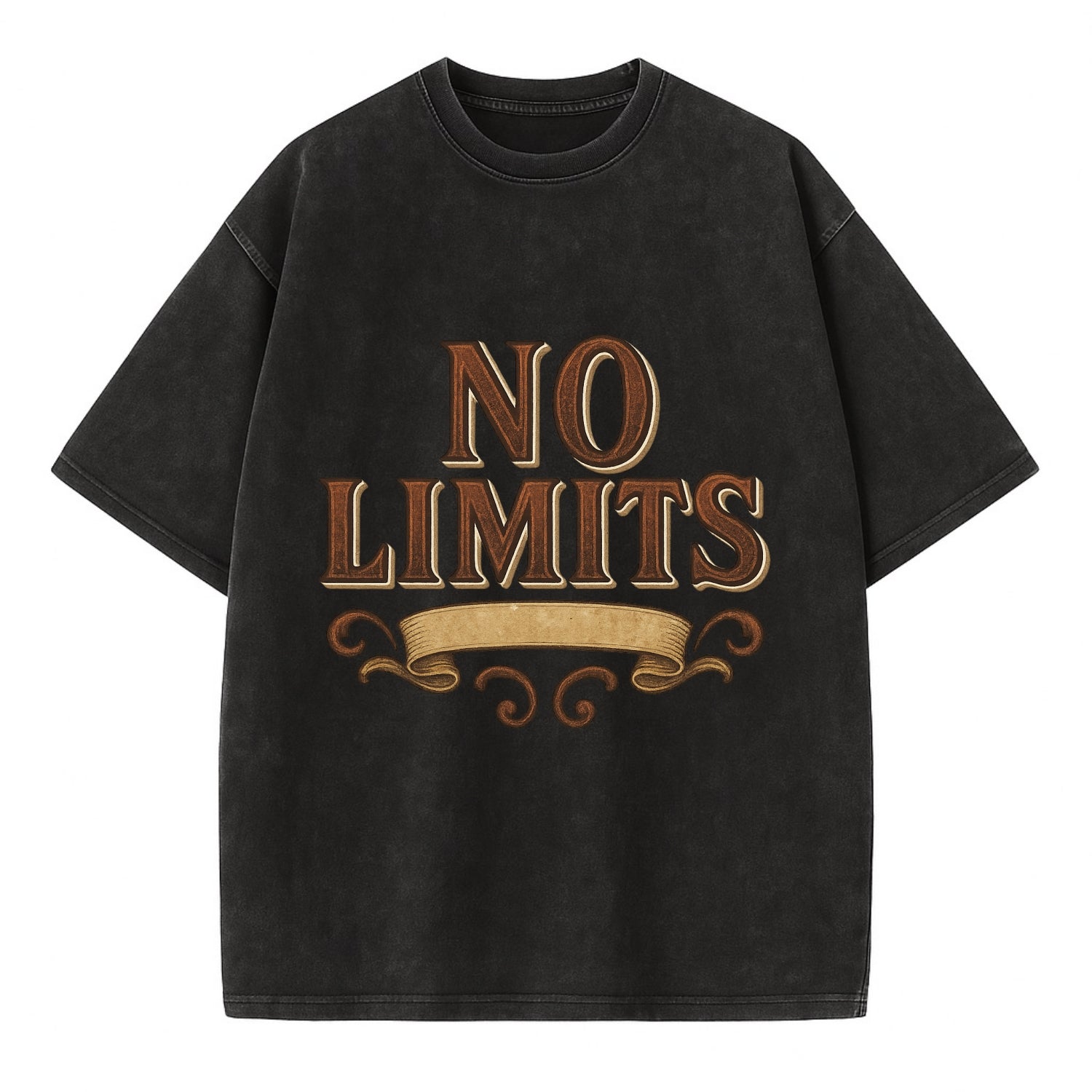 Bold typography design - "NO LIMITS" - boundless potential - Vintage T-shirt - Black