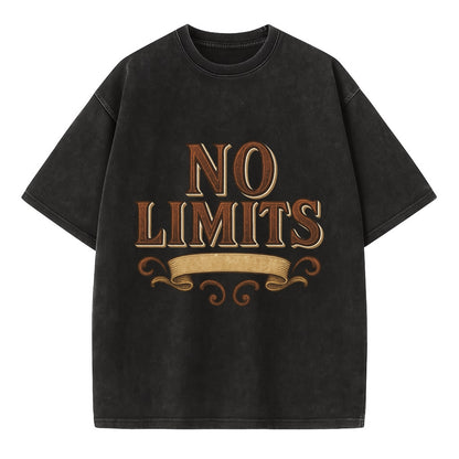 Bold typography design - "NO LIMITS" - boundless potential - Vintage T-shirt - Black