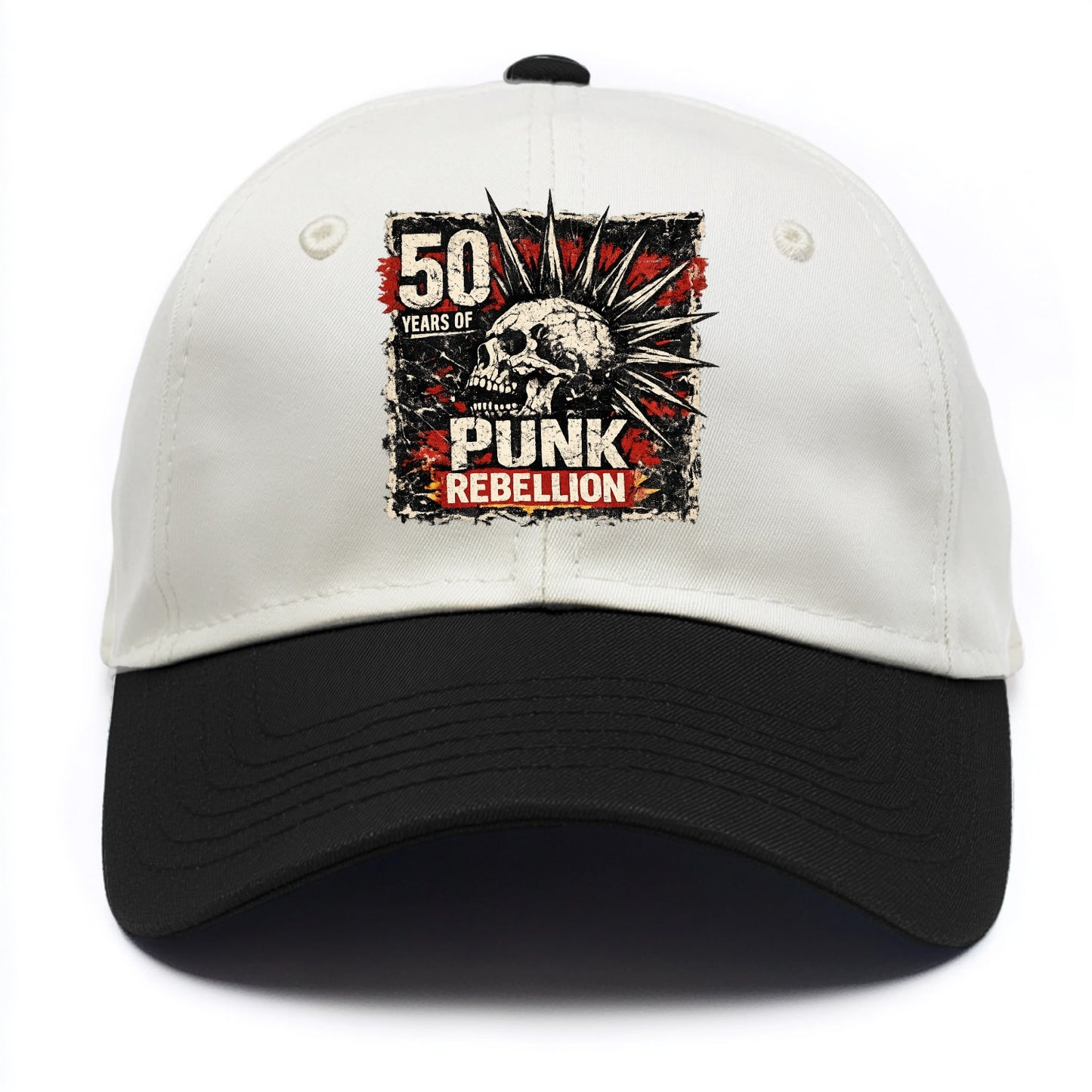 MOHAWK RISING | Spiked hair silhouette | Liberty spikes | Punk identity | Tribal - Two Tone Cap - Black