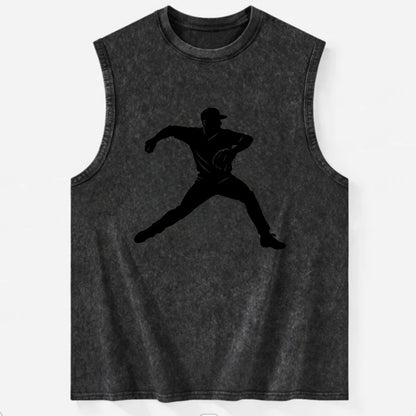 Baseball pitcher wind-up motion - Vintage Washed Tank - Black