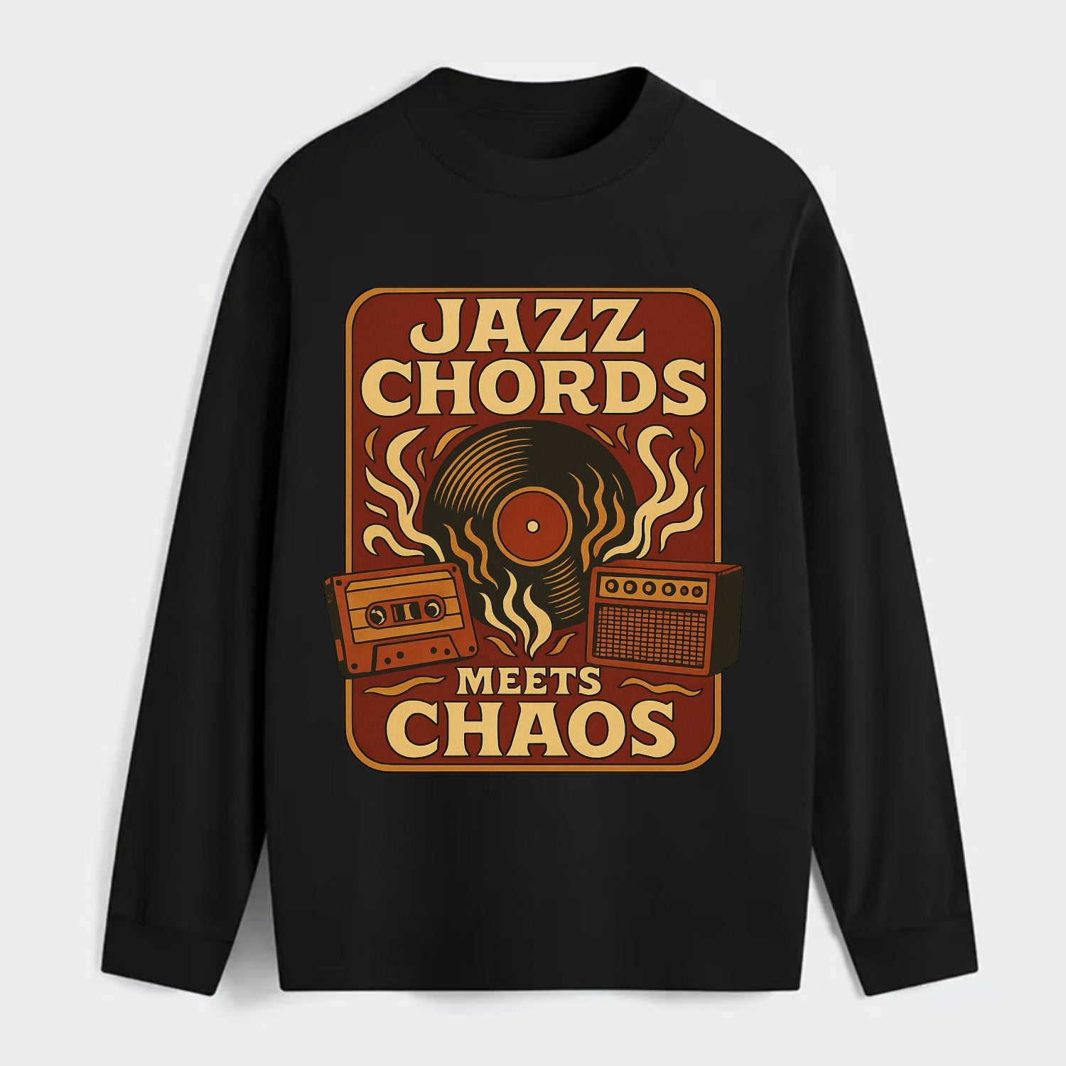 Jazz chords with hyperpop energy - "Jazz Meets Chaos" - unexpected - Classic Long Sleeve Shirt - Black