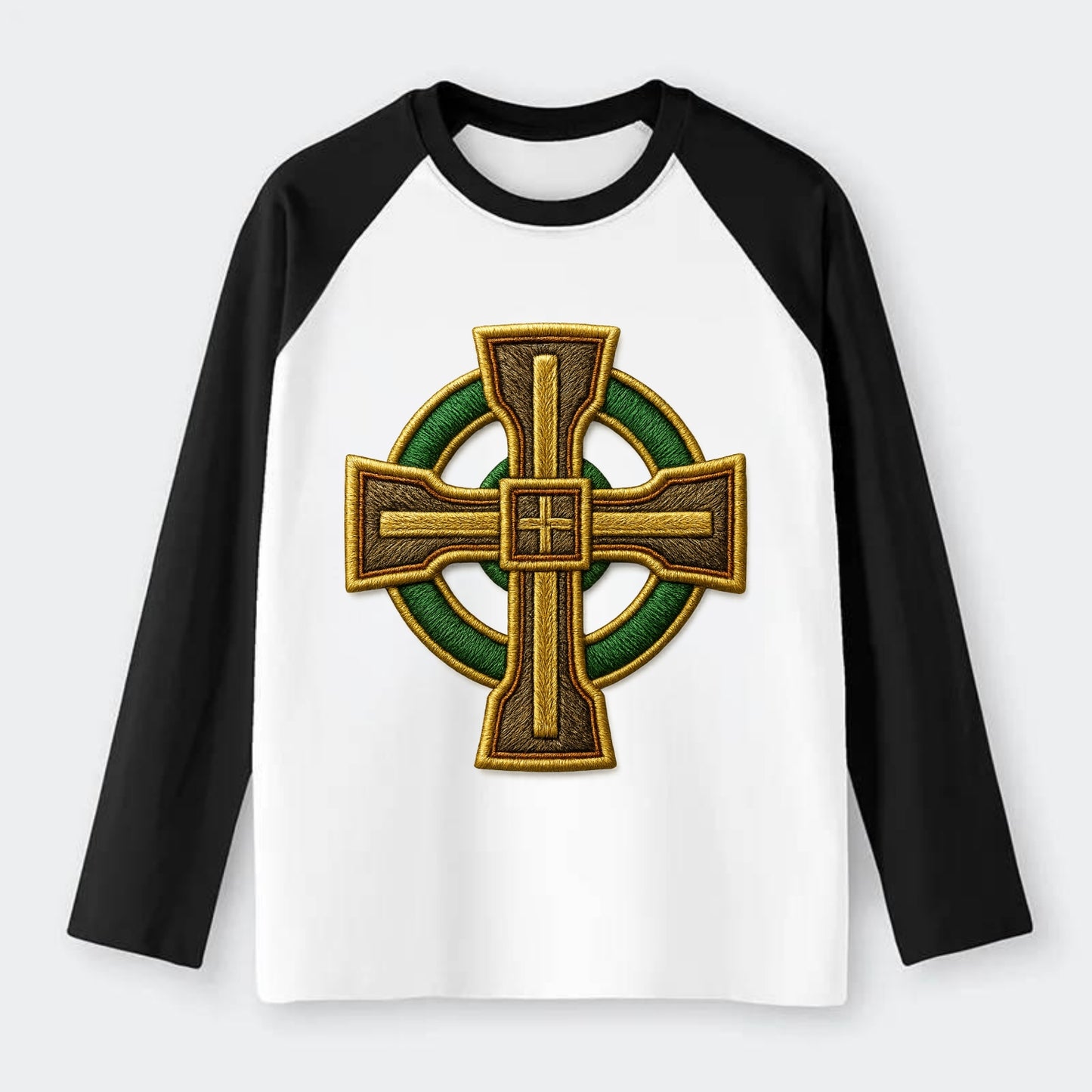Durrow Cross - Raglan Long Sleeve T-Shirt - Black
