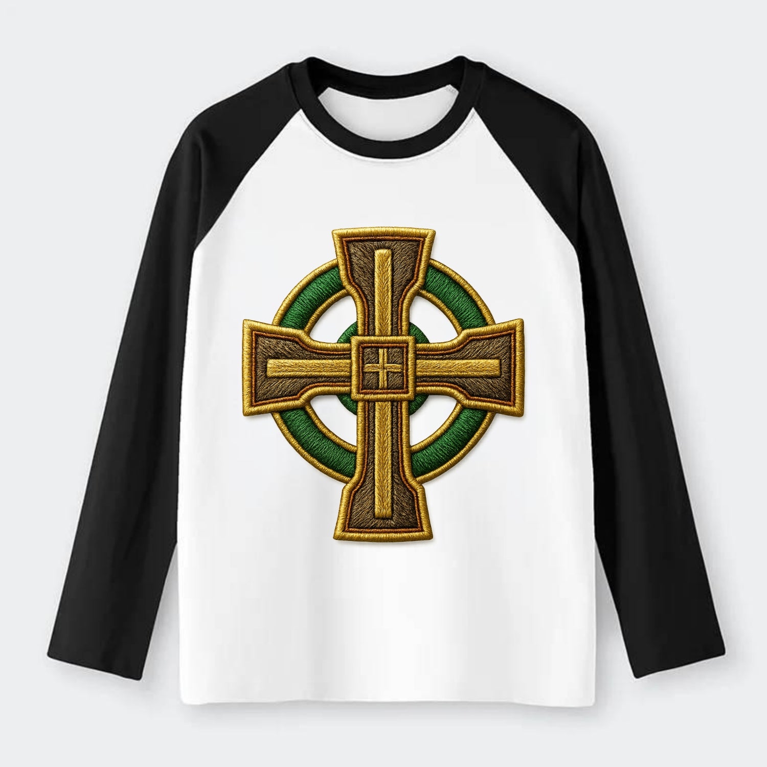 Durrow Cross - Raglan Long Sleeve T-Shirt - Black