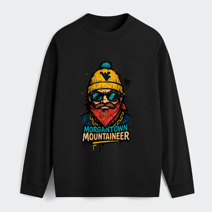 Morgantown Mountaineer wearing West Virginia beanie with WV patch - Classic Long Sleeve Shirt - Black