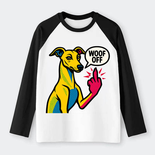 Whippet sleek athletic greyhound-like, elegant long paw giving sass - Raglan Long Sleeve T-Shirt