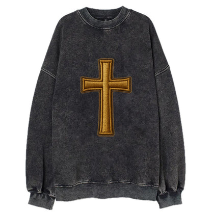 Latin Cross - Vintage Sweatshirt - Black