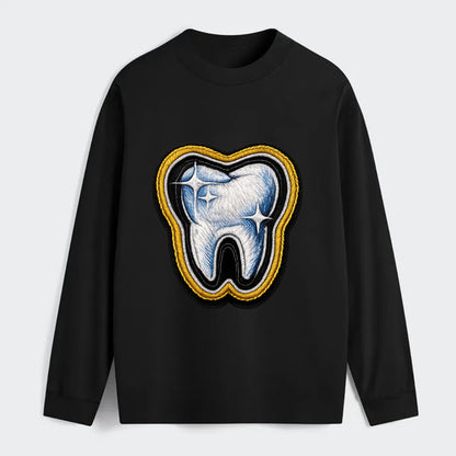 DENTAL TOOTH - molar with sparkle in white and blue , dentist - Classic Long Sleeve Shirt - Black