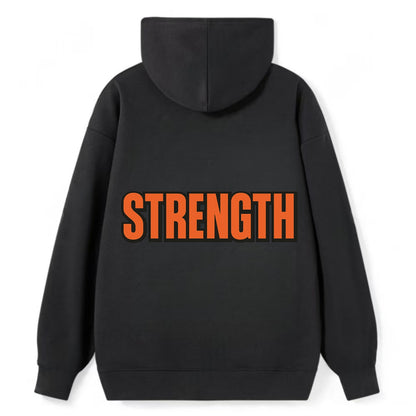 Bold typography design - "STRENGTH" - inner power, resilience, fortitude - Classic Pullover Hoodie - Black
