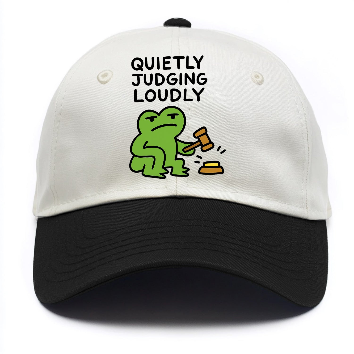 QUIETLY JUDGING LOUDLY | Silent gavel banging - Two Tone Cap - Black
