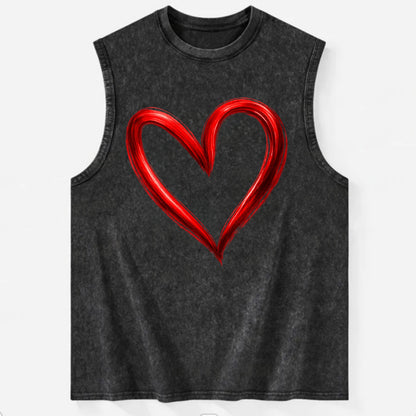 Love Heart - Vintage Washed Tank - Black