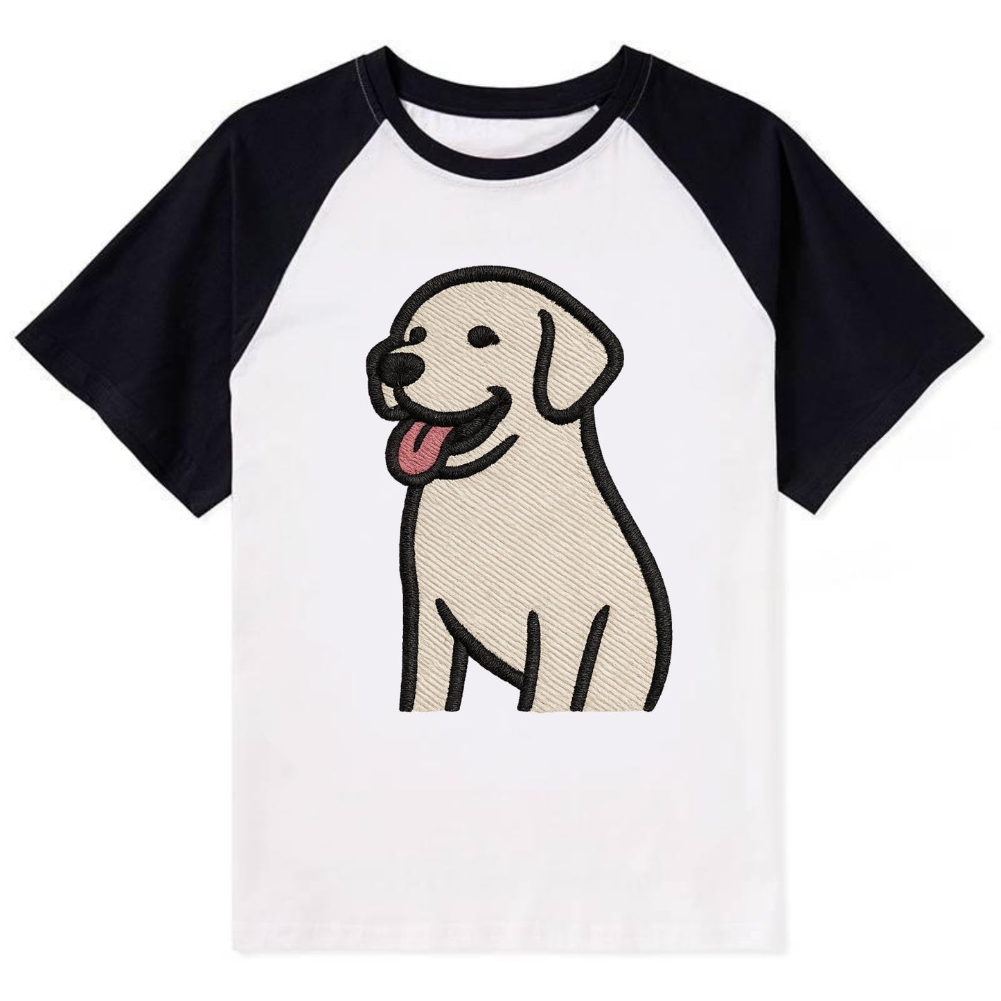 Labrador - Happy panting expression - Co Contrast Raglan T-shirt - Black