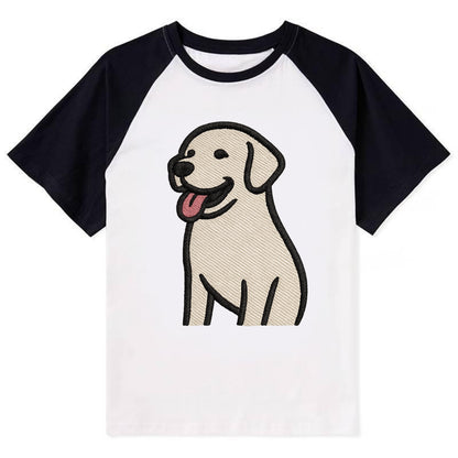 Labrador - Happy panting expression - Co Contrast Raglan T-shirt - Black