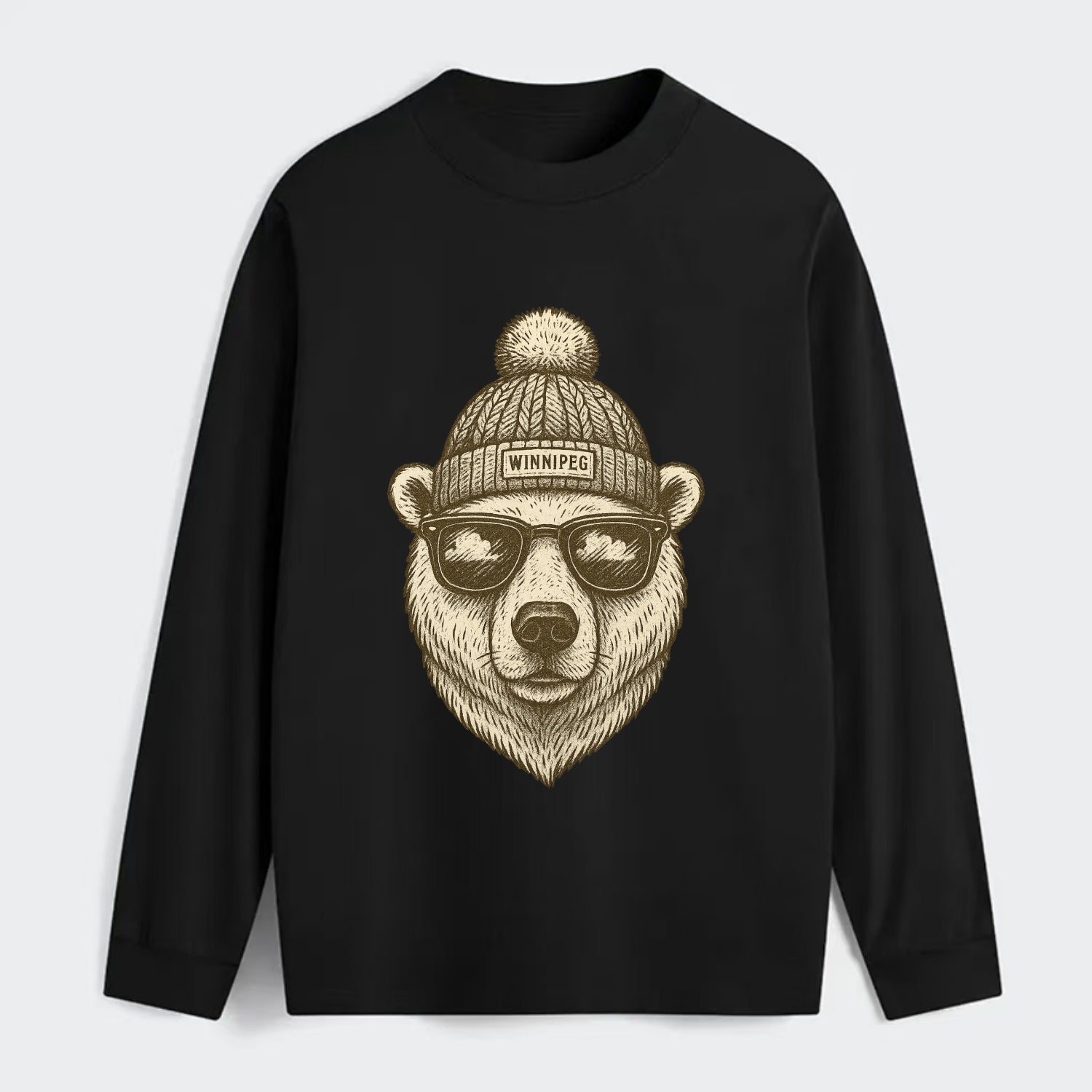 Winnipeg Polar Bear wearing Winnipeg bea - Classic Long Sleeve Shirt - Black