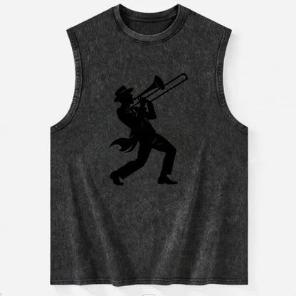 Trombone player jazz improvisation - Vintage Washed Tank - Black