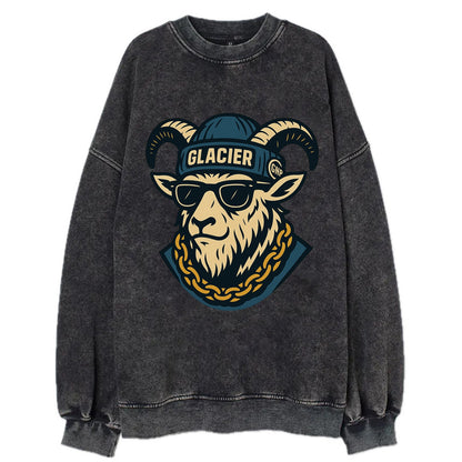 Glacier Mountain Goat - Vintage Sweatshirt - Black