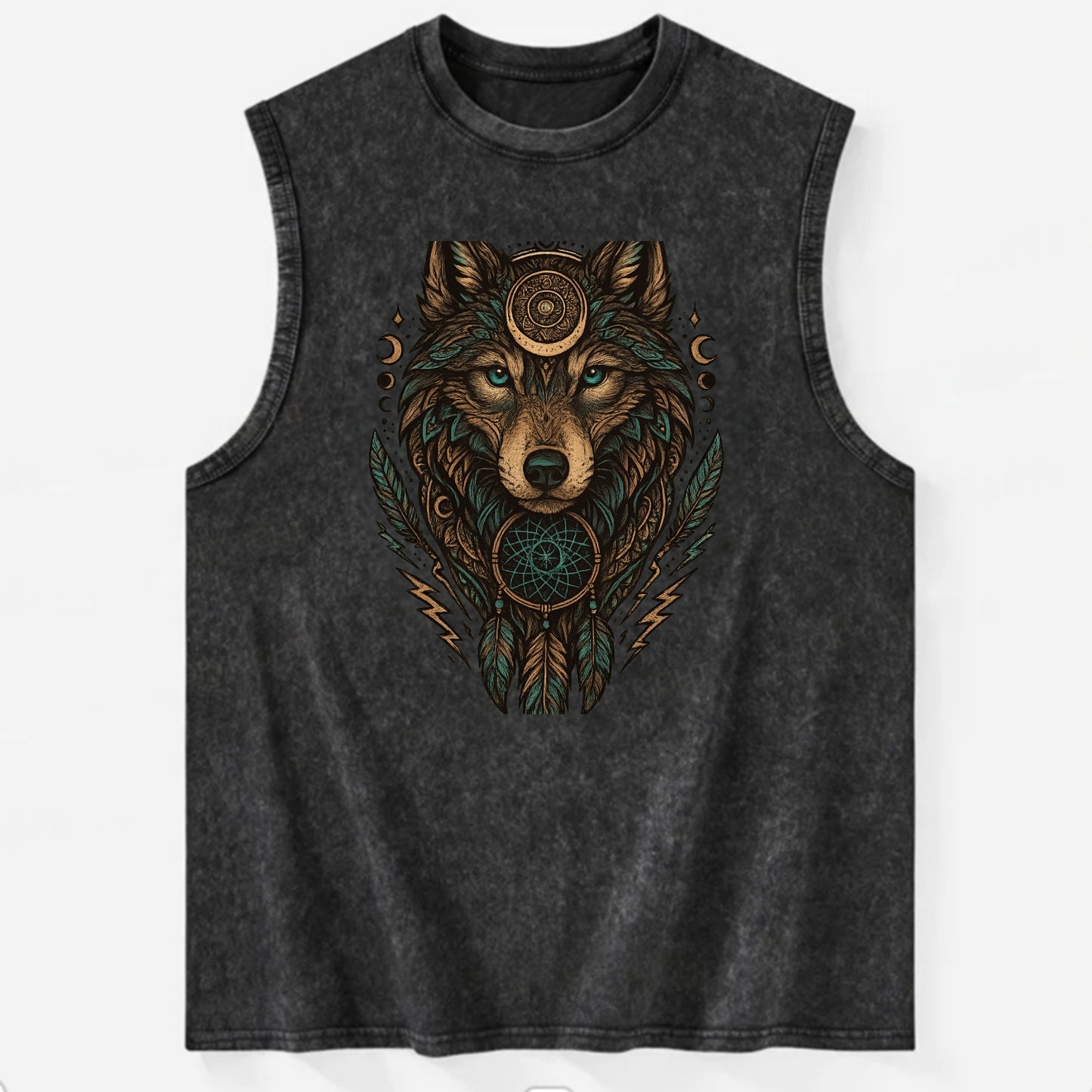 Storm Wolf Thunder  - Vintage Washed Tank - Black