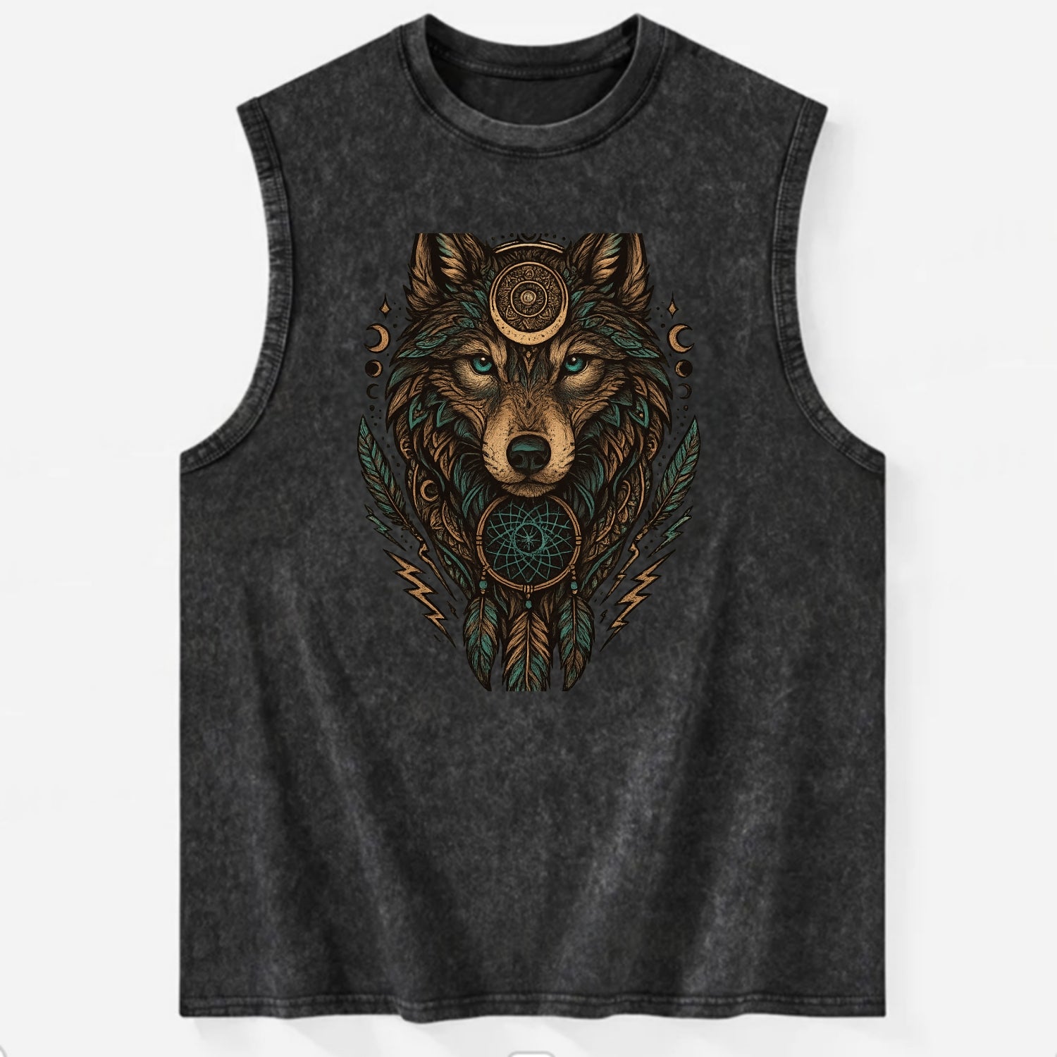 Storm Wolf Thunder  - Vintage Washed Tank - Black