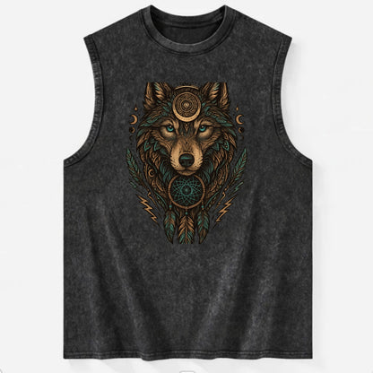 Storm Wolf Thunder  - Vintage Washed Tank - Black