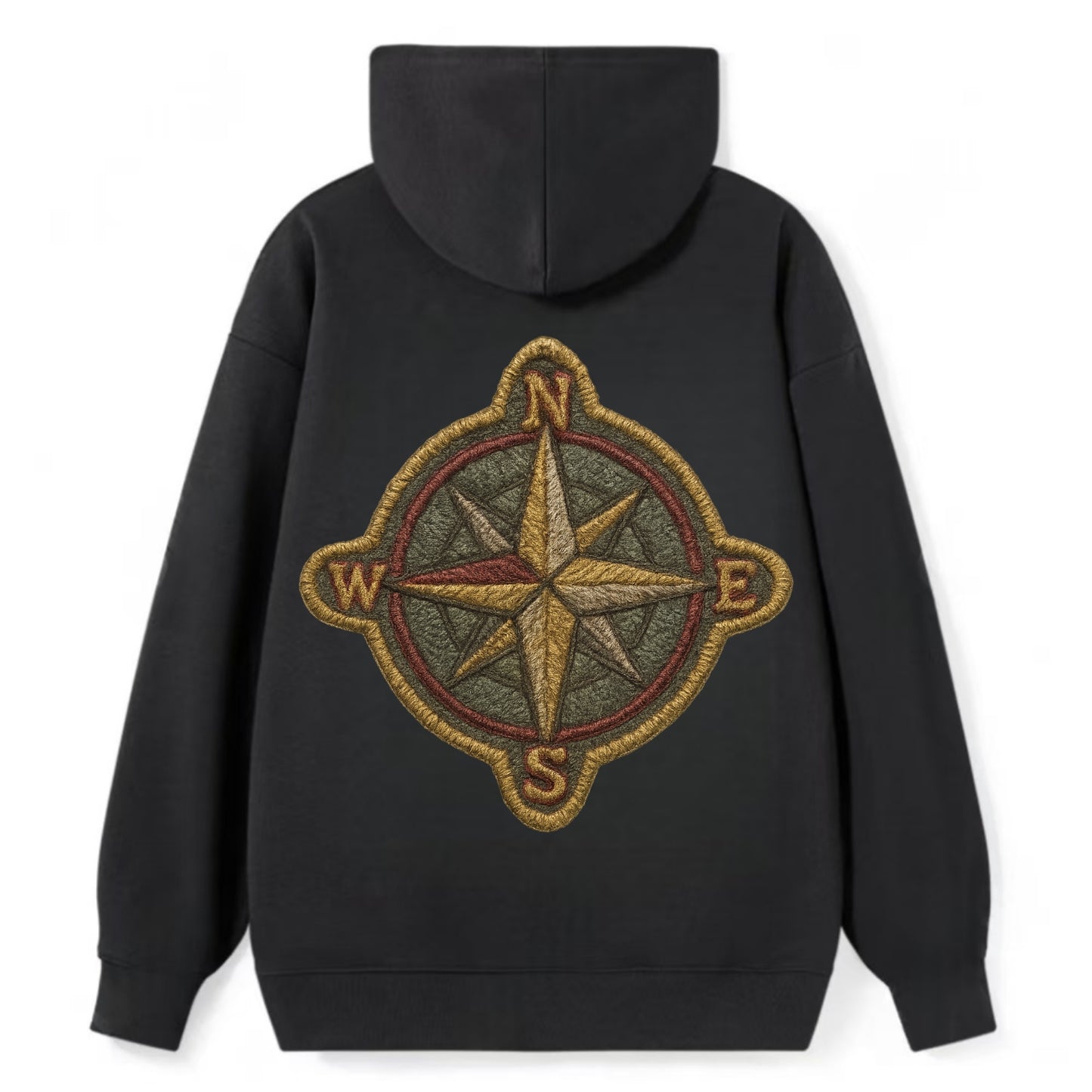 Compass rose with cardinal directions - explorer symbol - Classic Pullover Hoodie - Black