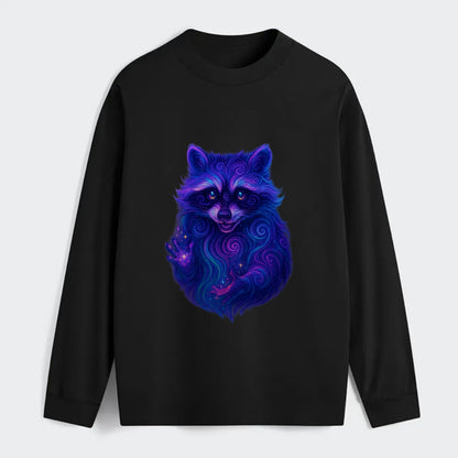 Playful raccoon with mask swirling in hypnotic patterns, neon purple - Classic Long Sleeve Shirt - Black
