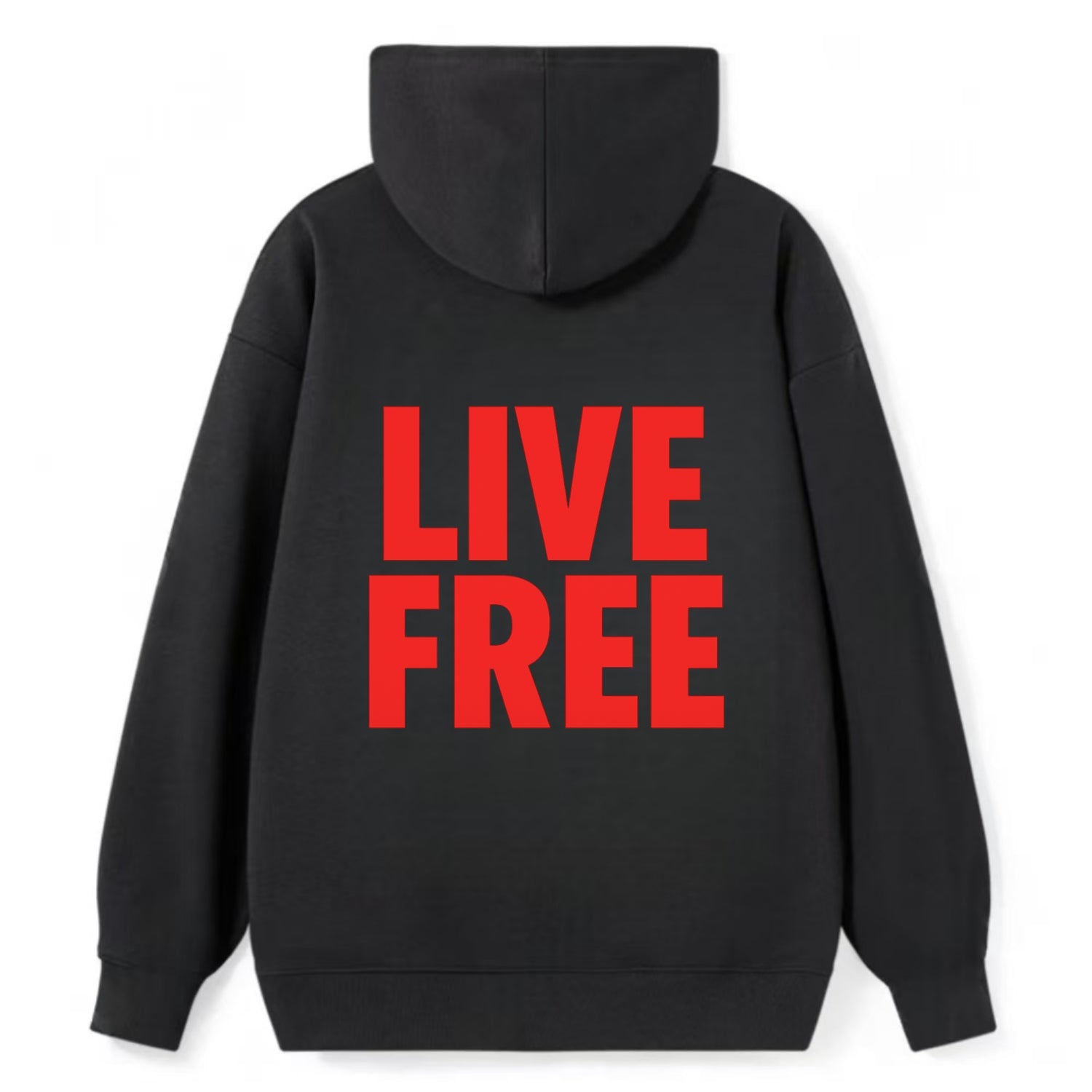Bold typography design - "LIVE FREE" - unrestricted living - Classic Pullover Hoodie - Black