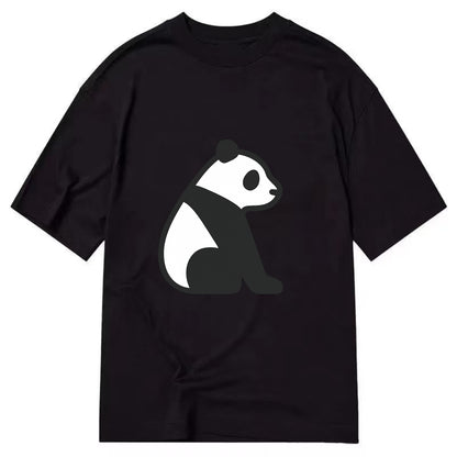 Panda - Black and white sitting pose flat side profile - Classic T-shirt - Black