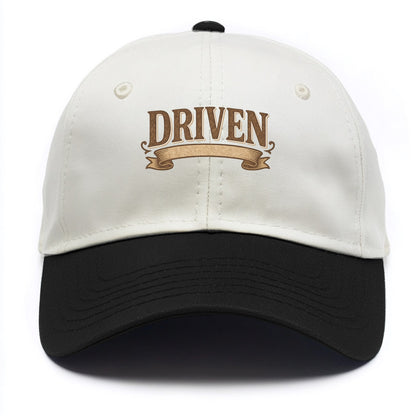 Bold typography design - "DRIVEN" - motivated, focused on goals - Two Tone Cap - Black