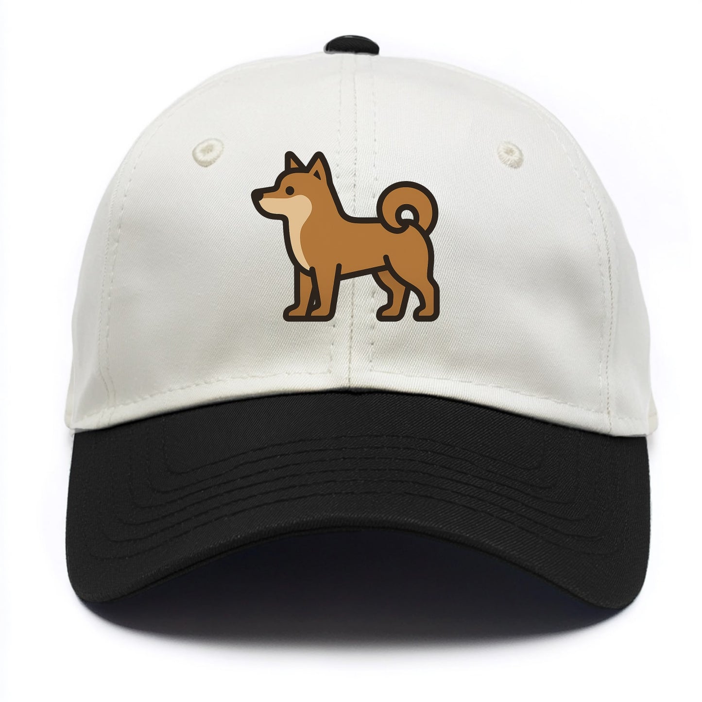 Shiba Inu - Red sesame flat side profile - Two Tone Cap - Black