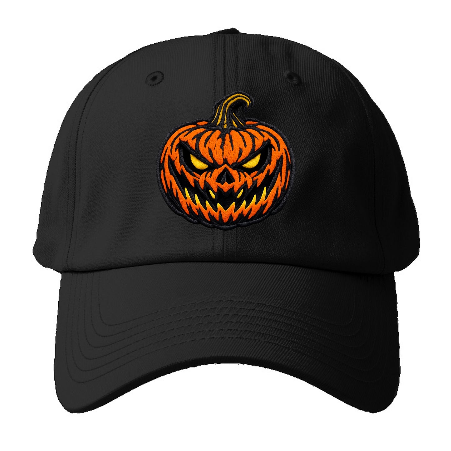 HALLOWEEN PUMPKIN - jack o lantern in orange and black , spooky - Baseball Cap - Black