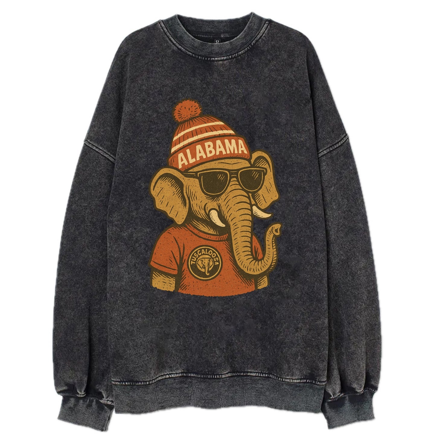 Tuscaloosa Crimson Elephant wearing Alab - Vintage Sweatshirt - Black