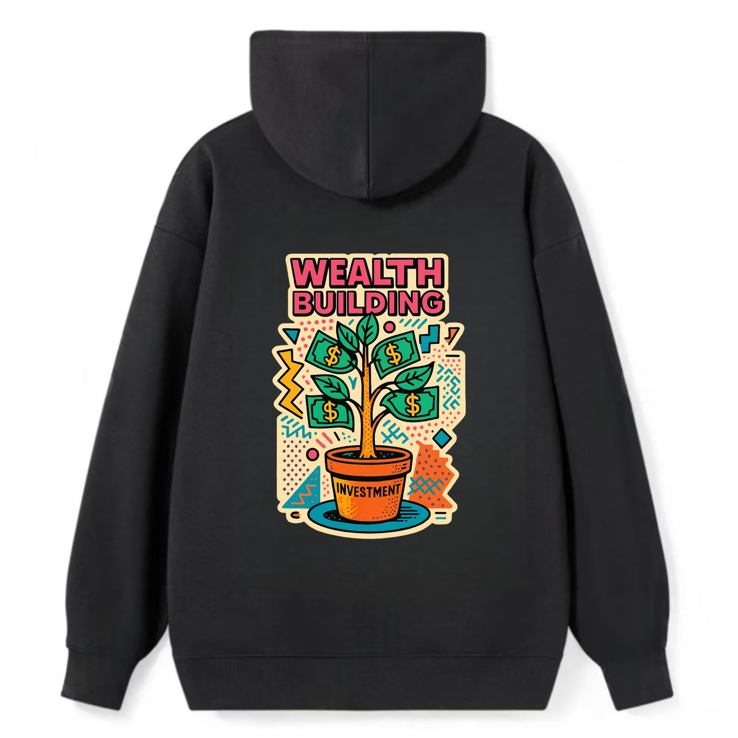 Money tree growing from investment pot - financial independence journey, - Classic Pullover Hoodie - Black