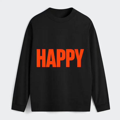 Bold typography design - "HAPPY" - joyful, content, pleased - Classic Long Sleeve Shirt - Black
