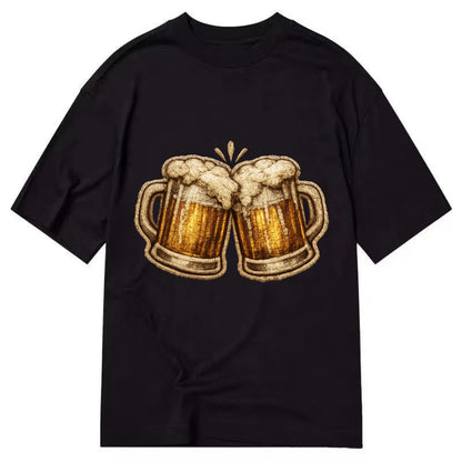 BEER MUG CHEERS - frosty beer stein in gold and amber , brewery - Classic T-shirt - Black