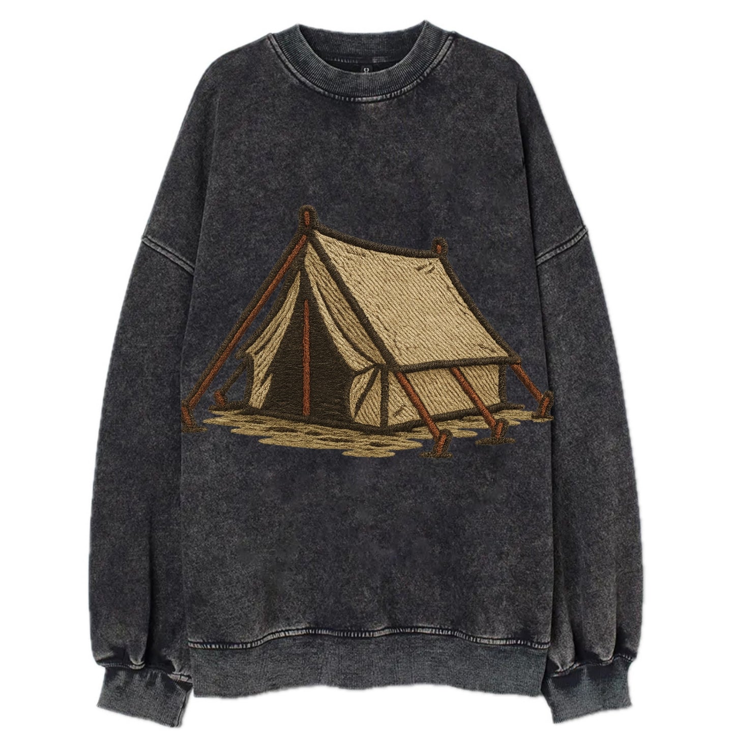 Camping Tent  - Vintage Sweatshirt - Black
